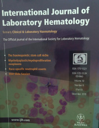 INTERNATIONAL JOURNAL OF LABORATORY HEMATOLOGY :VOLUME 32 NUMBER 6 PART II : THE HAEMOPOIETIC STEM CELL NICHE : MYELODYSPASTIC/MYELOPROLIFERATIVE NEOPLASMS: RACE SPECIFIC NEUTROPHIL COUNTS : BSH SLIDE SESSION